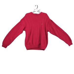 Vtg Chaps Ralph‎ Lauren Logo Crest Red Crewneck Sweater Men's L Herringbone Knit